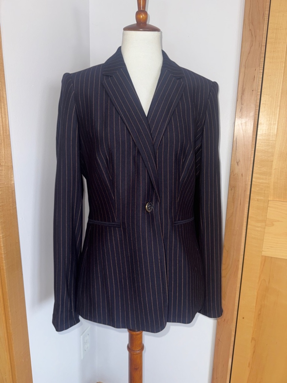 Tommy Hilfiger Navy Pinstripe Single-Button Blazer